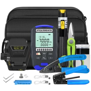 FTTH fiber optic tool kit with charging OPM VFL optical power meter visual fault locator AUA-6C fiber optic cutter fiber optic tool kit