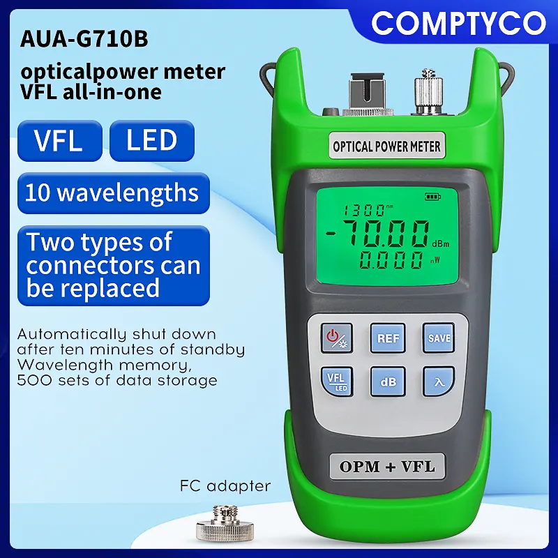 COMPTYCO AUA-G710BHigh Precision Optical Multi Meter 3 in 1 OPM+VFL+LED light 10 wavelengths Visual Fault Locator Optical Power Meter - Image 3