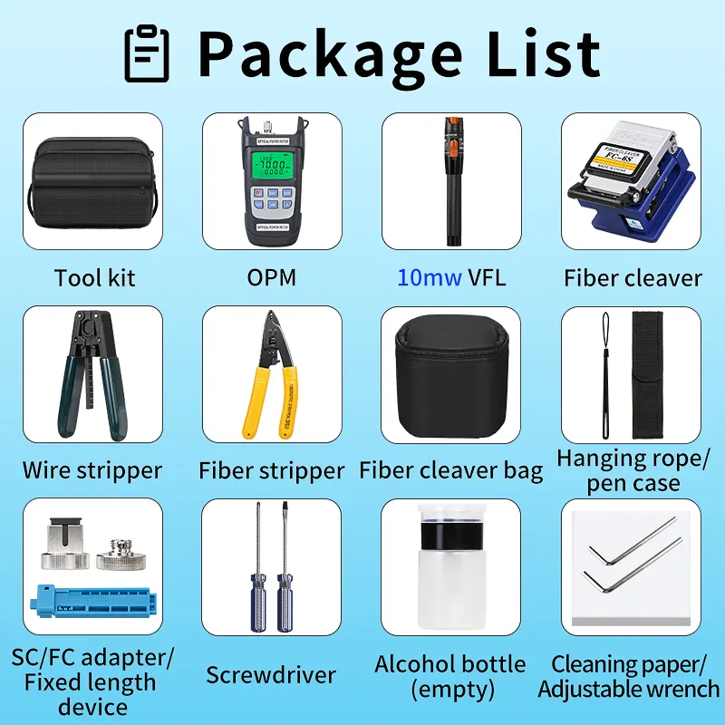 COMPTYCO affordable FTTH fiber cold junction kit with fiber power meter visual fault locator fiber cutting kit - Image 4