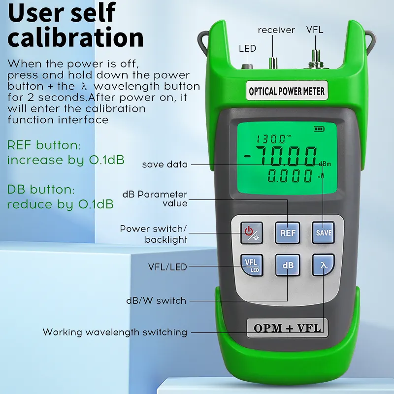 COMPTYCO AUA-G710BHigh Precision Optical Multi Meter 3 in 1 OPM+VFL+LED light 10 wavelengths Visual Fault Locator Optical Power Meter - Image 8