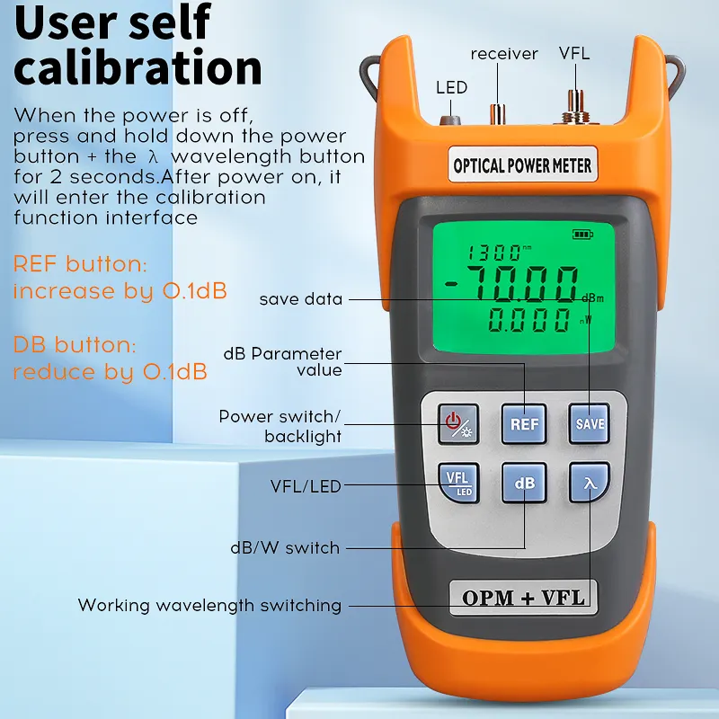COMPTYCO AUA-G710BHigh Precision Optical Multi Meter 3 in 1 OPM+VFL+LED light 10 wavelengths Visual Fault Locator Optical Power Meter - Image 8