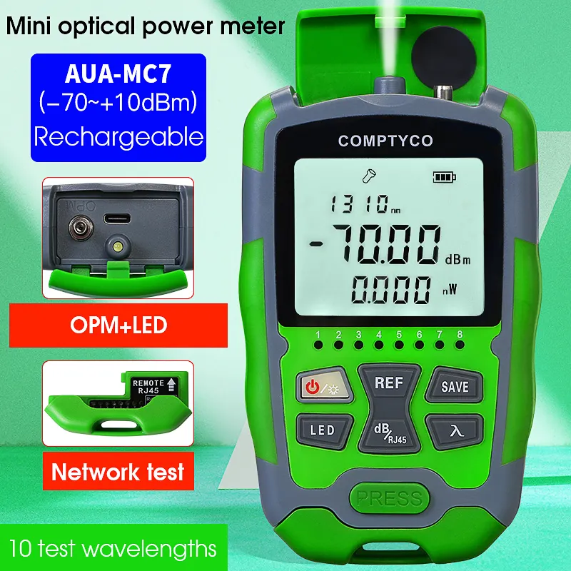 COMPTYCO high-precision fiber optic tester AUA-MC7/MC5 OPM, equipped with LED and RJ45 tester fiber optic equipment mini optical power meter rechargeable - Image 6