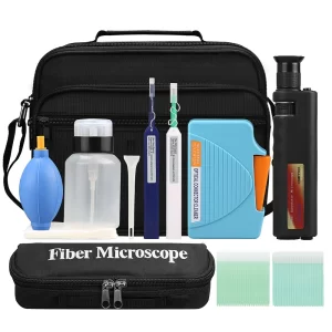 COMPTYCO Fiber End Face Cleaning Kit Set 12 Piece Fiber Cleaning Pen Cleaning Box Fiber Magnifier 400x