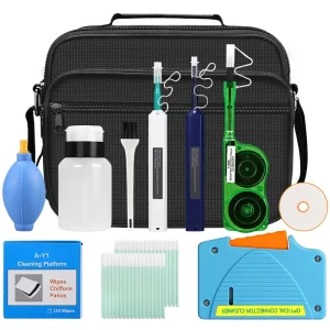 COMPTYCO fiber optic cleaner fiber optic 12 kit, MPO cleaning pen/box fiber optic cleaning tool set fiber optic cleaner LC/SC/FC/ST one click cleaning tool 1.25mm and 2.5mm fiber optic cleaning pen Y3 fiber optic dust-free paper